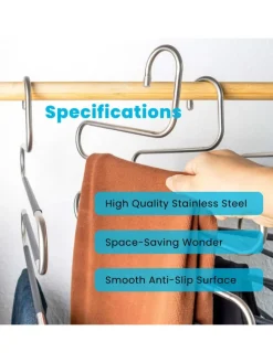 Hosenbügel S-Form Edelstahl Kleiderbügel in 5 Stück Silber