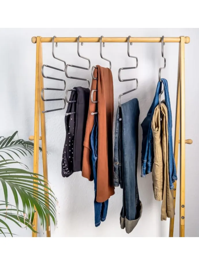 Hosenbügel S-Form Edelstahl Kleiderbügel in 5 Stück Silber