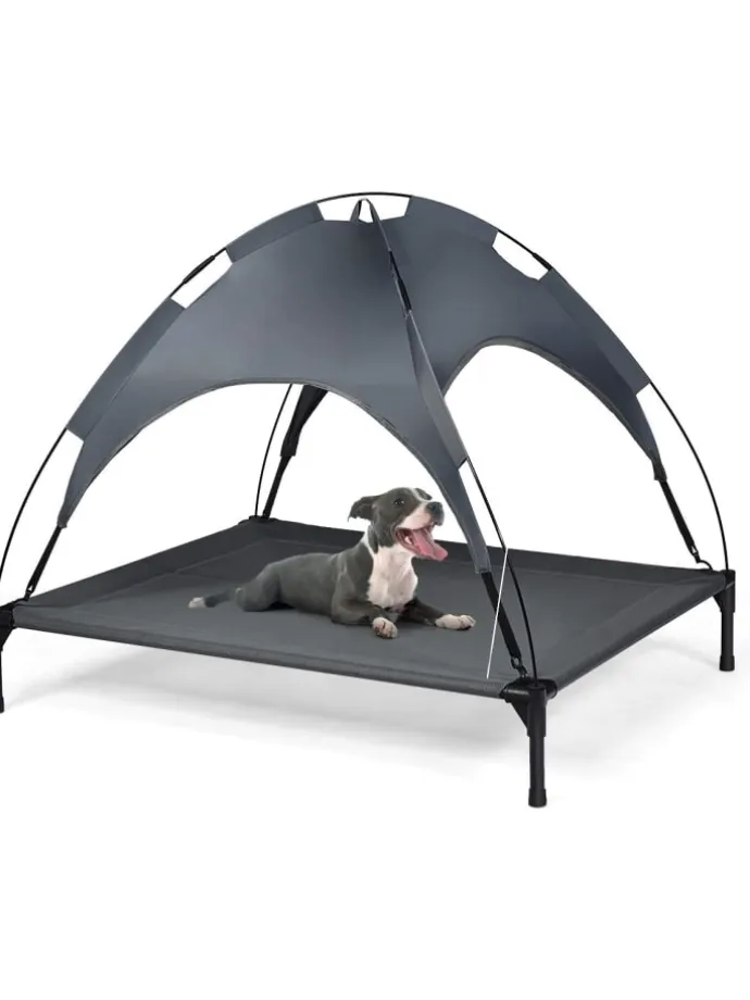 Hundebett mit Baldachin XL in Grau