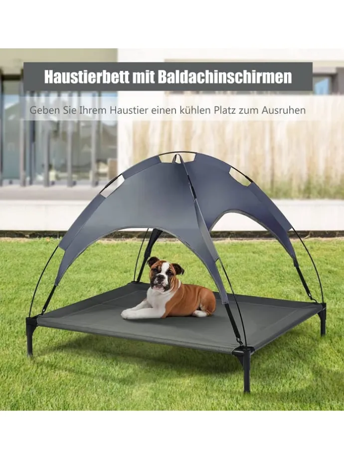 Hundebett mit Baldachin XL in Grau