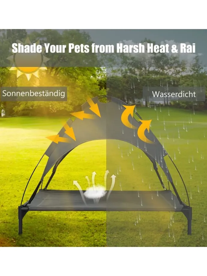 Hundebett mit Baldachin XL in Grau