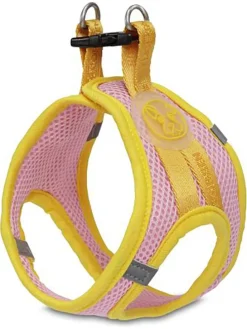 Hundegeschirr in Rosa/ Gelb - (L)26-30 cm