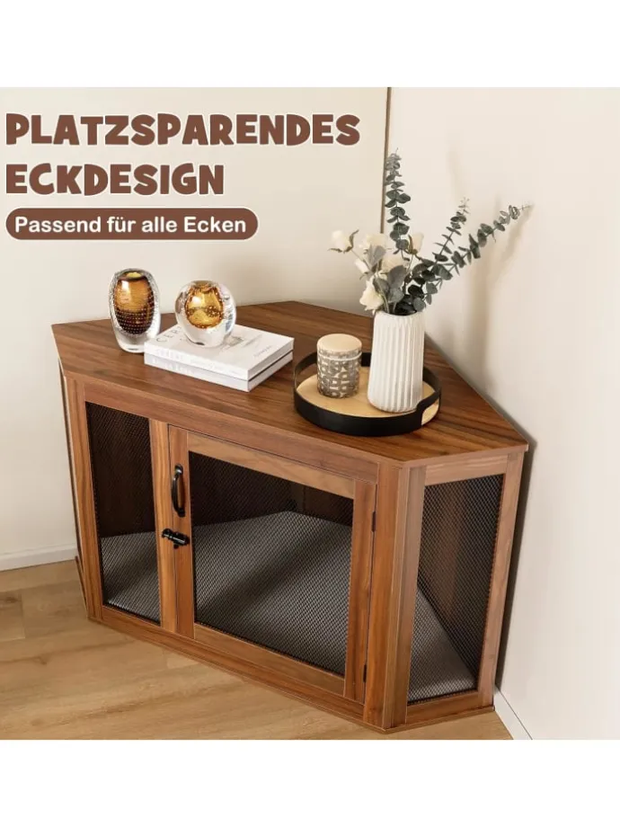 Hundehütte Eckdesign 114x60x68cm in Braun