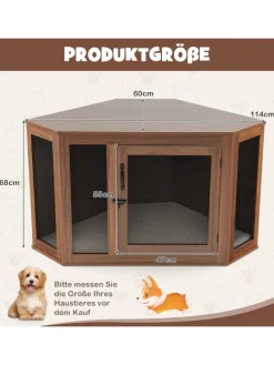 Hundehütte Eckdesign 114x60x68cm in Braun