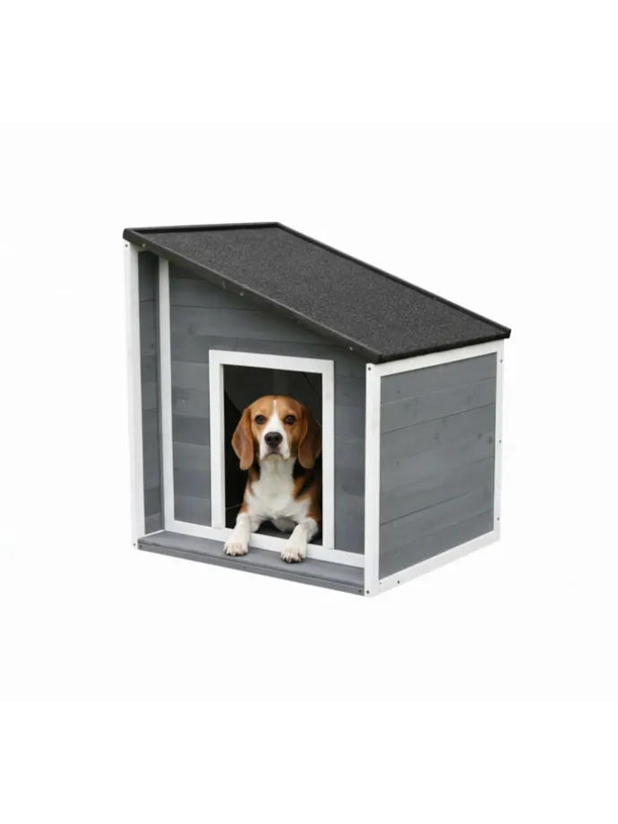 Hundehütte in Grau/ Weiß – (B)71 x (H)77 x (T)58 cm