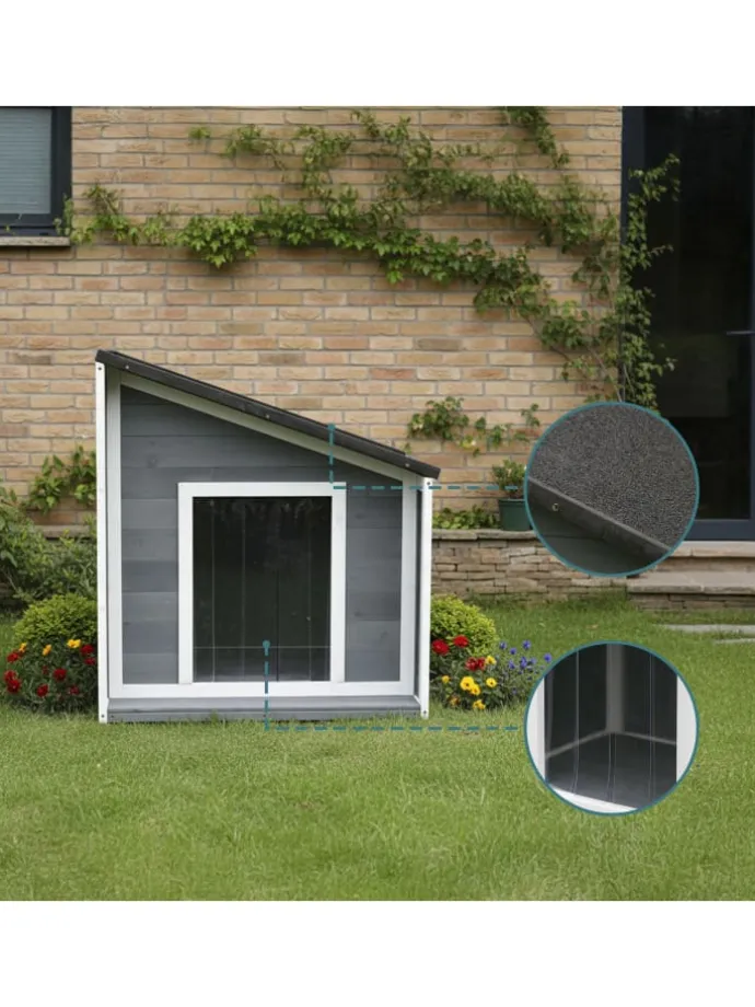 Hundehütte in Grau/ Weiß – (B)71 x (H)77 x (T)58 cm