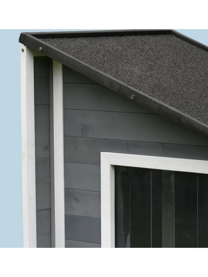 Hundehütte in Grau/ Weiß – (B)71 x (H)77 x (T)58 cm