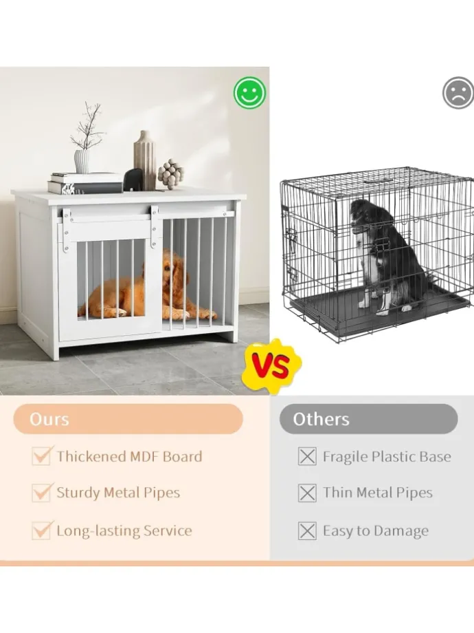 Hundekäfig 80 x 60 x 60 cm in Weiß