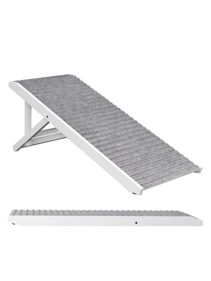 Hunderampe in Grau/ Weiß