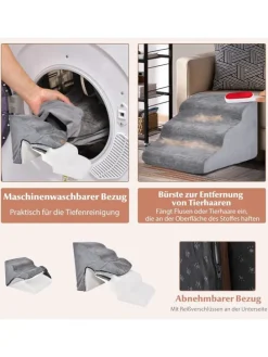 Hundetreppe 5+3 Stufen in Grau