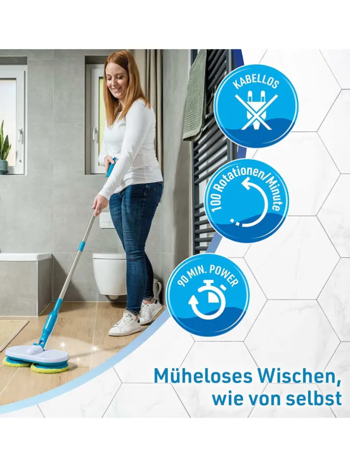 Hurricane Akku Wischer Floating Mop in Blau