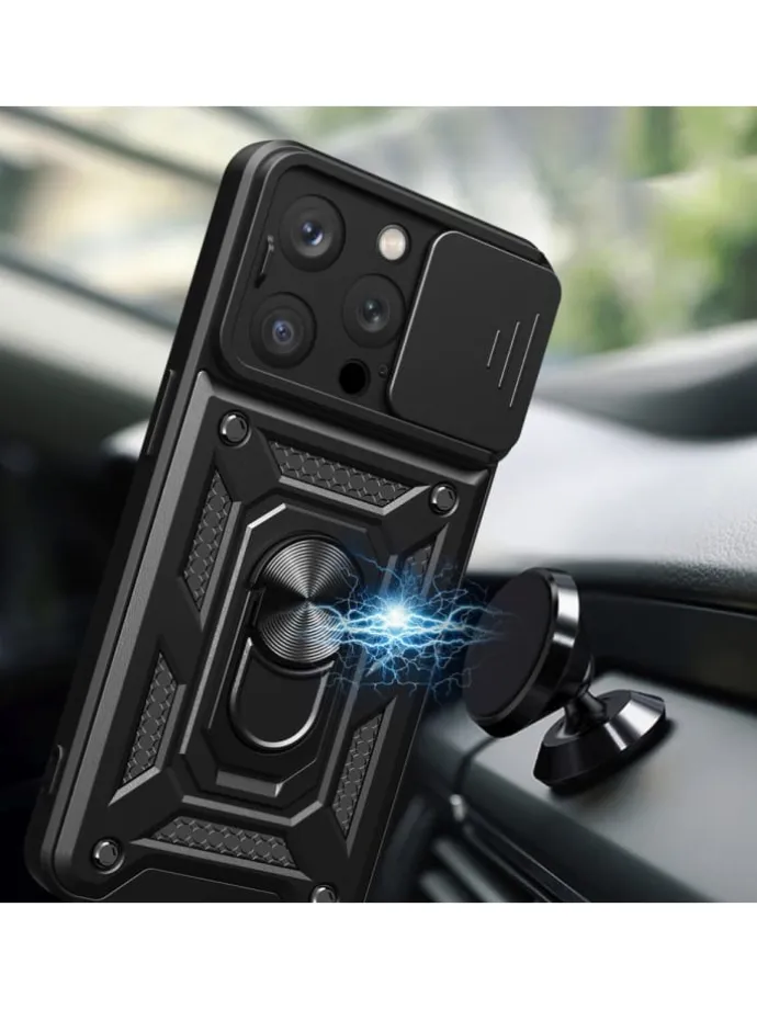 Hybrid Armor Camshield Bumper Handyhülle Hülle mit Ring kompatibel mit in Blau