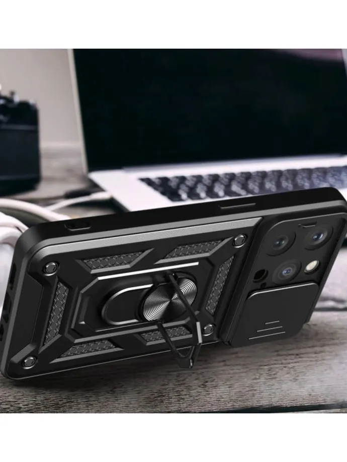 Hybrid Armor Camshield Bumper Handyhülle Hülle mit Ring kompatibel mit in Blau