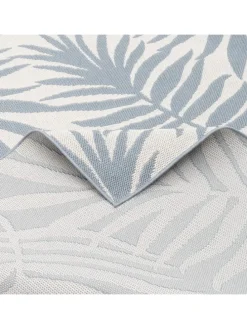 In & Outdoor Teppich Flachgewebe Marbella Blätter in Blau