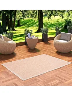 In & Outdoor Teppich Flachgewebe Ottawa Bordüre in Terracotta