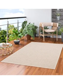 In & Outdoor Teppich Flachgewebe Ottawa Bordüre in Beige