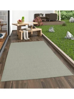 In & Outdoor Teppich Flachgewebe Marbella Uni in Groen