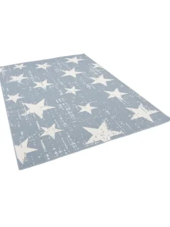 In & Outdoor Teppich Flachgewebe Marbella Sterne in Blau