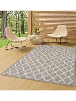 In & Outdoor Teppich Flachgewebe Valencia Modern in Grijs