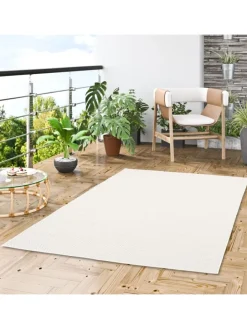 In & Outdoor Teppich Flachgewebe Valencia Mix in Creme