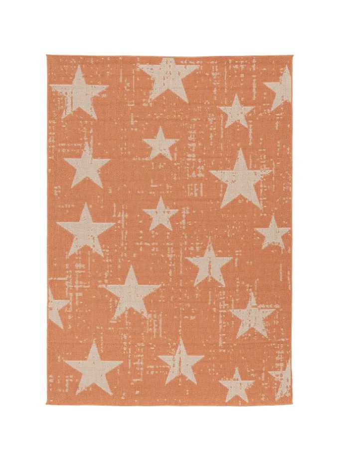 In & Outdoor Teppich Flachgewebe Marbella Sterne in Orange