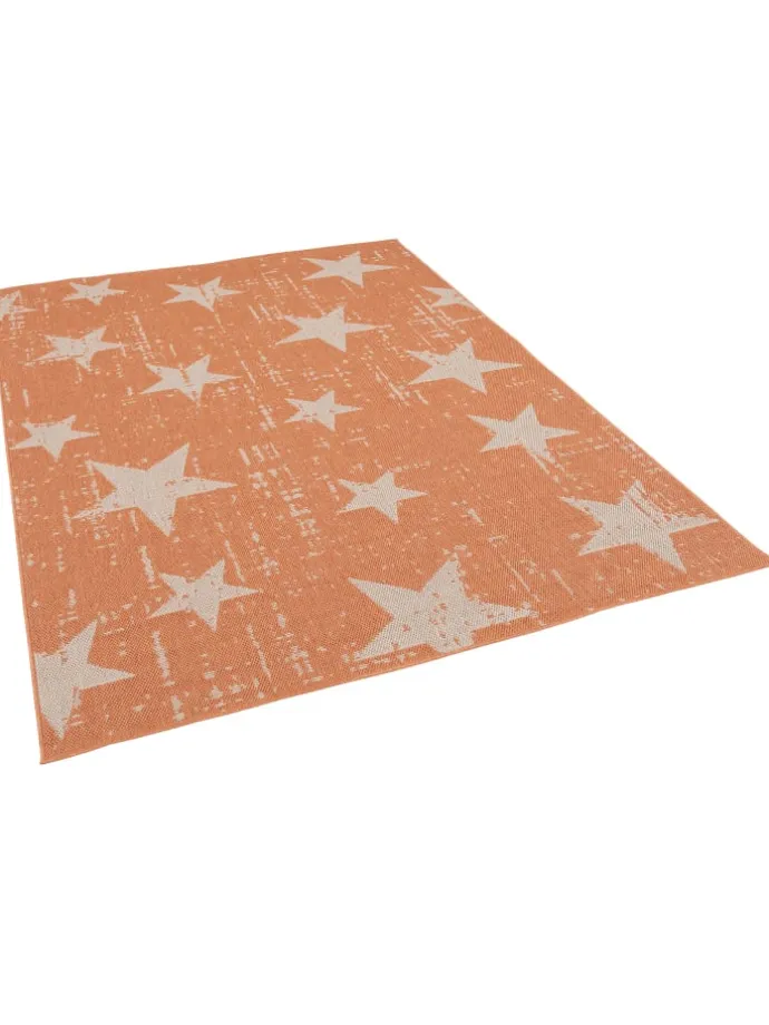 In & Outdoor Teppich Flachgewebe Marbella Sterne in Orange