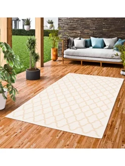 In & Outdoor Teppich Flachgewebe Valencia Modern in Creme