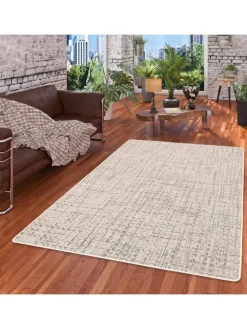 In & Outdoor Teppich Flachgewebe Oslo Karo Modern in Creme