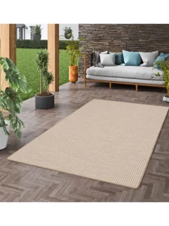 In & Outdoor Teppich Flachgewebe Oslo Karo Modern in Beige