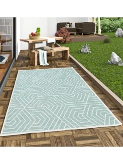 In & Outdoor Teppich Flachgewebe Ottawa Trend in Mintgrün