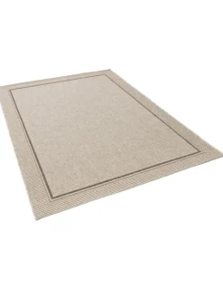 In & Outdoor Teppich Natur Panama Bordüre in Grijs