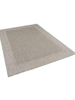 In & Outdoor Teppich Natur Valencia Bordüre in Antraciet