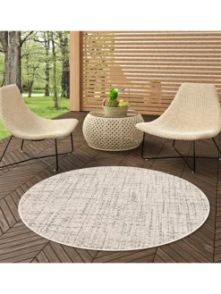 In & Outdoor Teppich Oslo Trend Rund in Creme