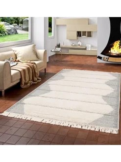 In & Outdoor Teppich Shaggy Sylt Trend in Grijs