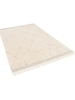 In & Outdoor Teppich Shaggy Sylt Rauten in Creme