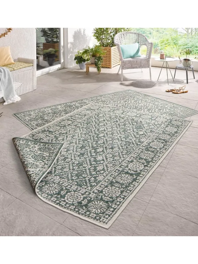 In- & Outdoor Wendeteppich Curacao Grün Creme