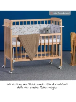 2in1 Beistellbett, Stubenbett Nino - Nat in braun