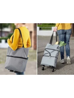 2in1 Einkaufstrolley in Hellblau - (B)32 x (H)50 x (T)15 cm