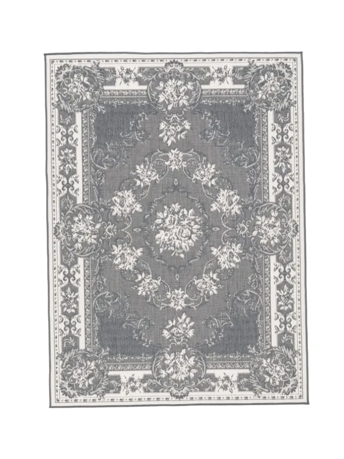 In- und Outdoor Teppich Beidseitig Cape Cod Bordüre in Grijs