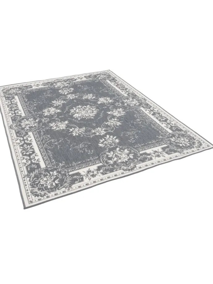 In- und Outdoor Teppich Beidseitig Cape Cod Bordüre in Grijs