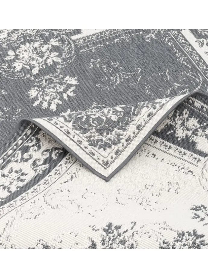 In- und Outdoor Teppich Beidseitig Cape Cod Bordüre in Grijs