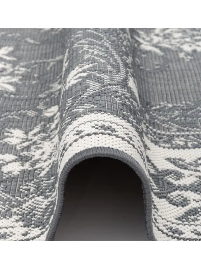 In- und Outdoor Teppich Beidseitig Cape Cod Bordüre in Grijs