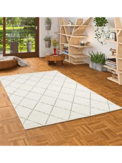 In- und Outdoor Teppich Carpetto Rauten in Creme