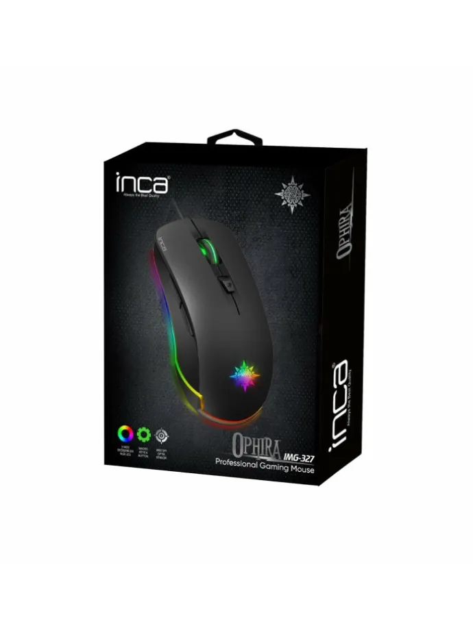 INCA IMG-327 PRO Optisch Gaming Maus 4800 DPI RGB-Logo-Effekt schwarz in schwarz