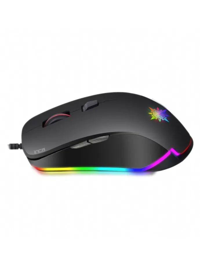 INCA IMG-327 PRO Optisch Gaming Maus 4800 DPI RGB-Logo-Effekt schwarz in schwarz