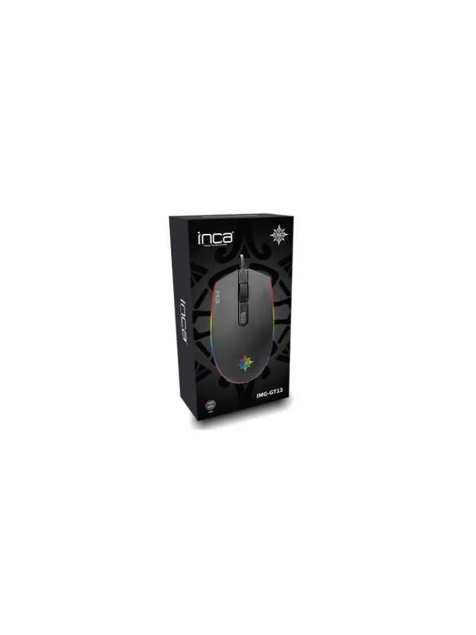 Inca IMG-GT13 PRO Optisch Gaming Maus Mouse 1200 DPI RGB-Logo-Effekt in Schwarz