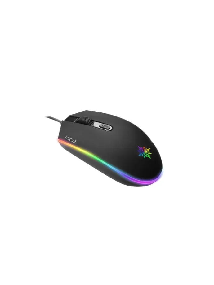 Inca IMG-GT13 PRO Optisch Gaming Maus Mouse 1200 DPI RGB-Logo-Effekt in Schwarz