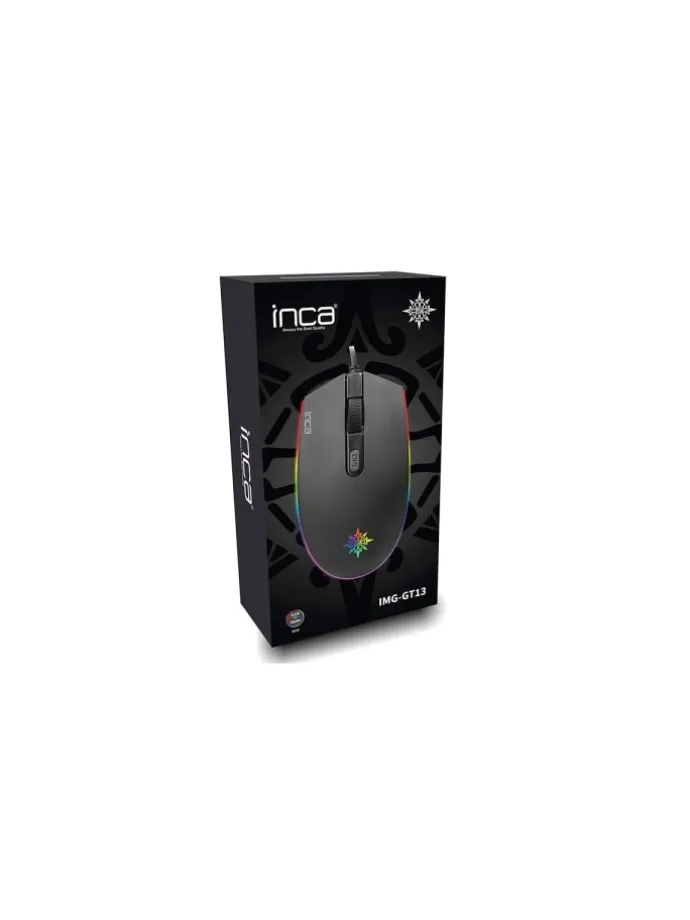 Inca IMG-GT13 PRO Optisch Gaming Maus Mouse 1200 DPI RGB-Logo-Effekt in Schwarz
