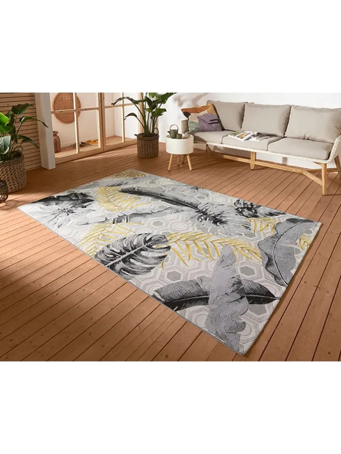 Indoor-/ Outdoor-Teppich "Flair" in Grau/ Gold