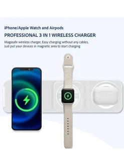 3in-1-Schnellladestation in Weiß